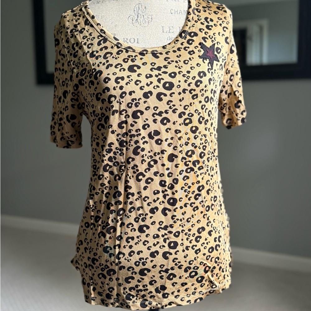 Scotch & Soda Leopard Print Star Patch T-Shirt Size S
